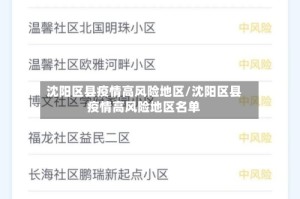 沈阳区县疫情高风险地区/沈阳区县疫情高风险地区名单