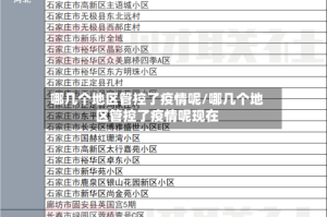 哪几个地区管控了疫情呢/哪几个地区管控了疫情呢现在