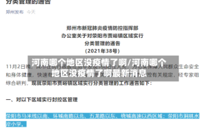 河南哪个地区没疫情了啊/河南哪个地区没疫情了啊最新消息