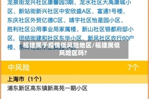 福建属于疫情低风险地区/福建属低风险区吗?