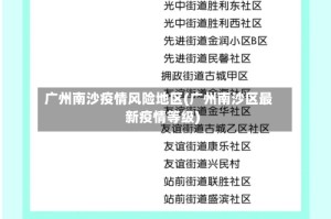 广州南沙疫情风险地区(广州南沙区最新疫情等级)