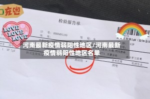 河南最新疫情弱阳性地区/河南最新疫情弱阳性地区名单