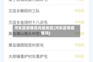 河东区疫情高风险地区(河东区有疫情吗)
