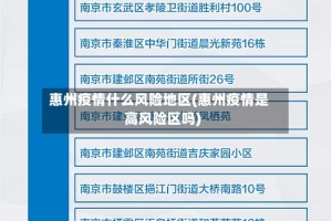 惠州疫情什么风险地区(惠州疫情是高风险区吗)