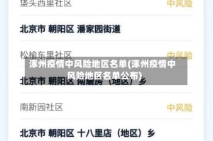 涿州疫情中风险地区名单(涿州疫情中风险地区名单公布)