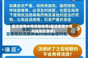 最近疫情中等风险地区(最近疫情中等风险地区查询)