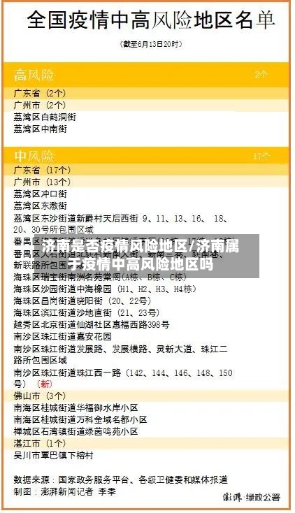 济南是否疫情风险地区/济南属于疫情中高风险地区吗-第1张图片