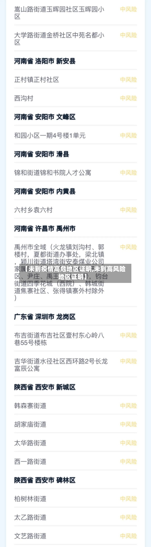 【未到疫情高危地区证明,未到高风险地区证明】-第1张图片