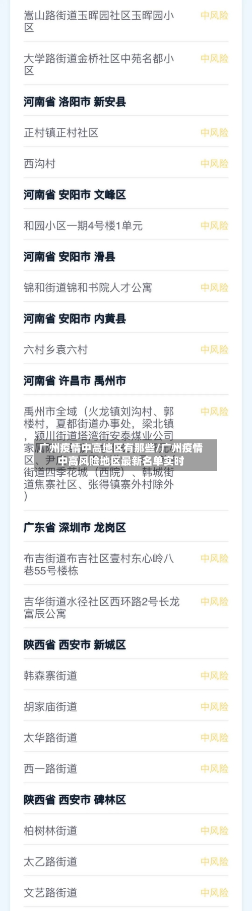 广州疫情中高地区有那些/广州疫情中高风险地区最新名单实时-第1张图片